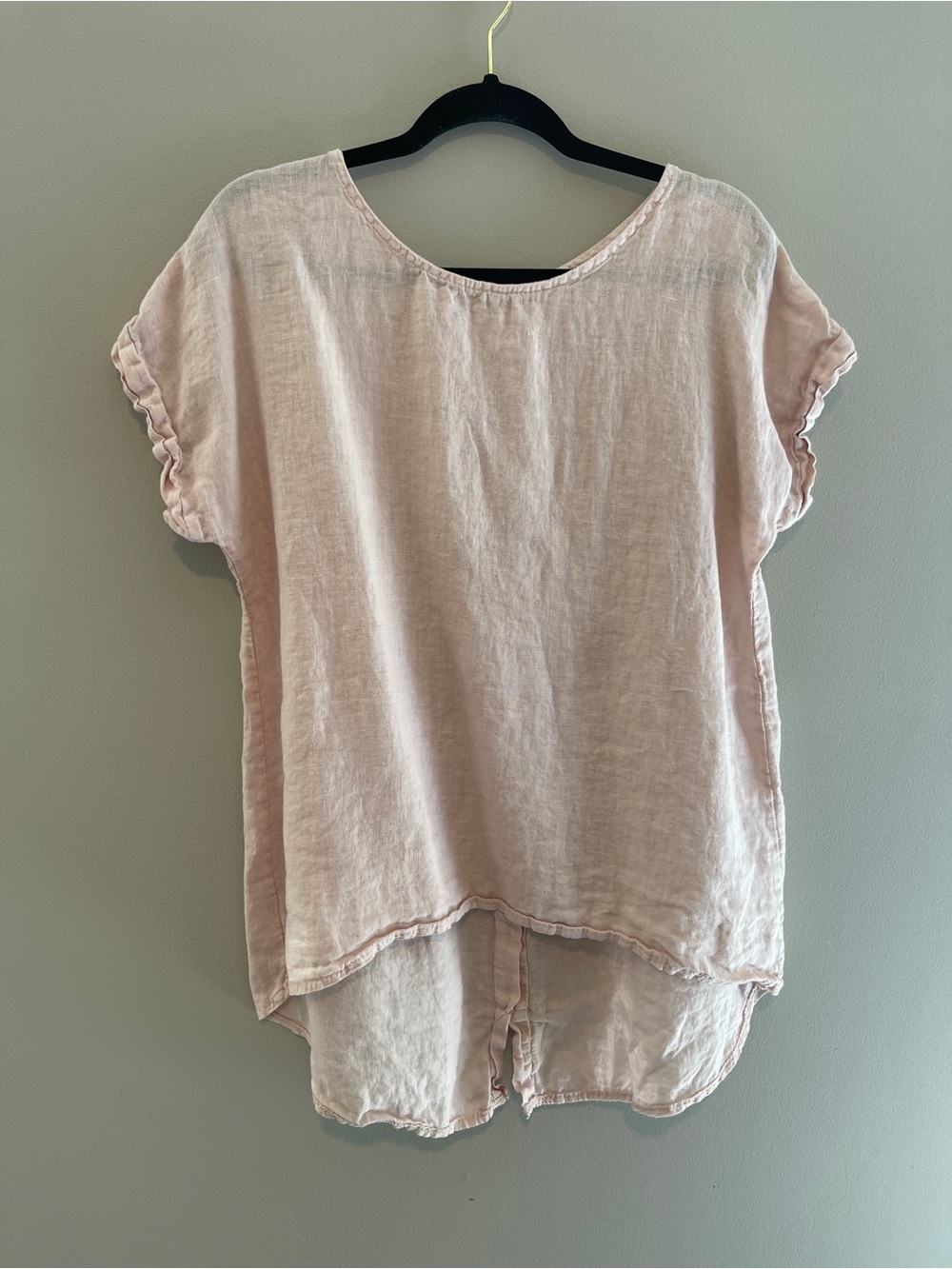 Terro Millennio 100% Linen Beige Lagenlook Size Medum Popover Top Blouse Italy